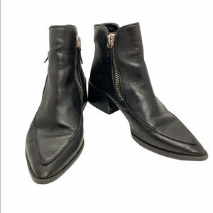Zara Woman Moto Zipper Ankle Booties Point Toe